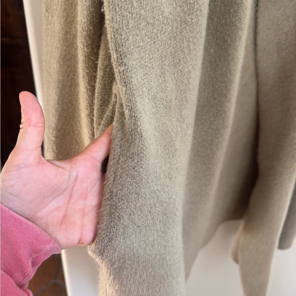 Wool Blend Waterfall Cardigan Neutral Cozy Minimalist Open Front Layer Scandi S - Picture 3 of 5